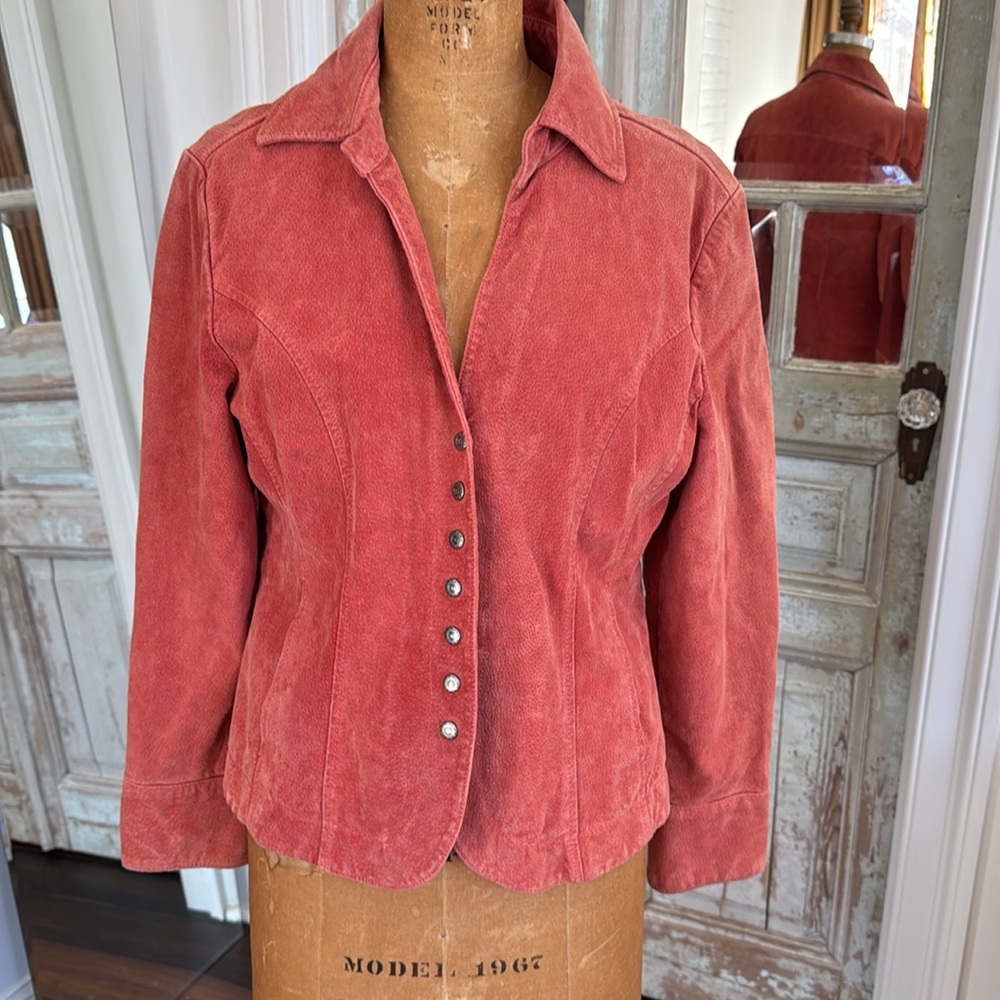 Christopher and Banks peach colored leather jacket size medium